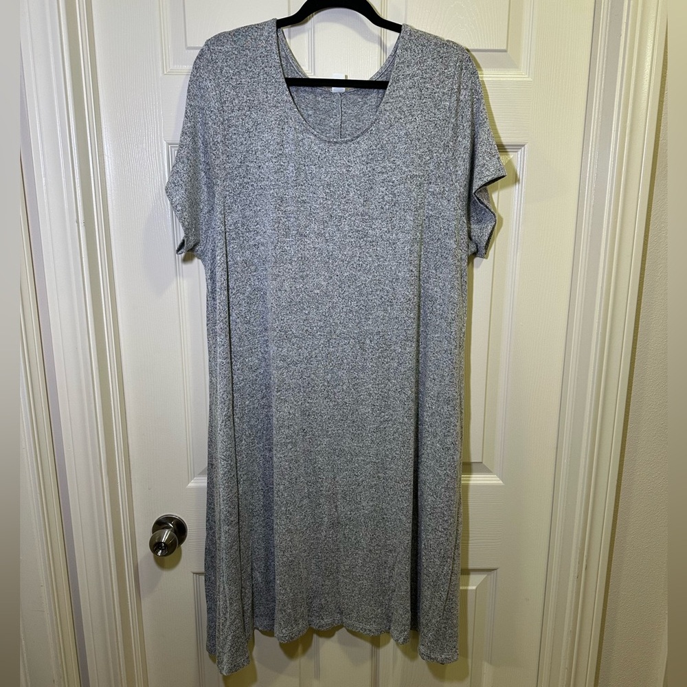Old Navy Short Sleeve Knit Swing Dress Sz XXL Tall Gray Knee Length Work Casual